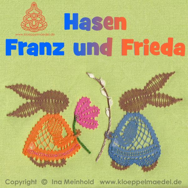 463 Klöppelbrief Hasen "Franz und Frieda"